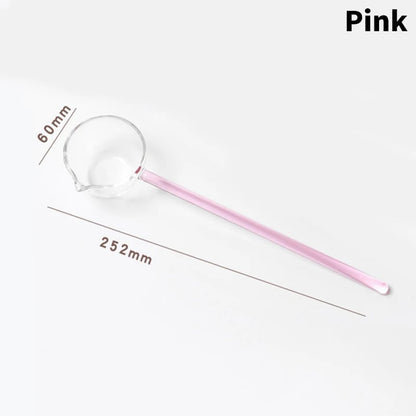 Borosilicate Glass Spoon Long Handle Heat Resistant Spout Dessert