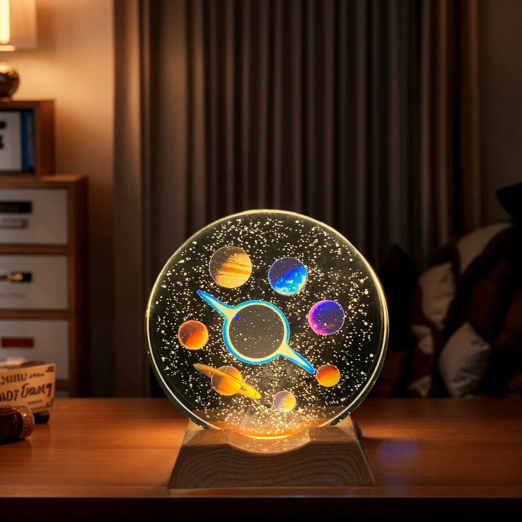 Galaxy Crystal LED Strip Night Light Glass Base Display Lamp
