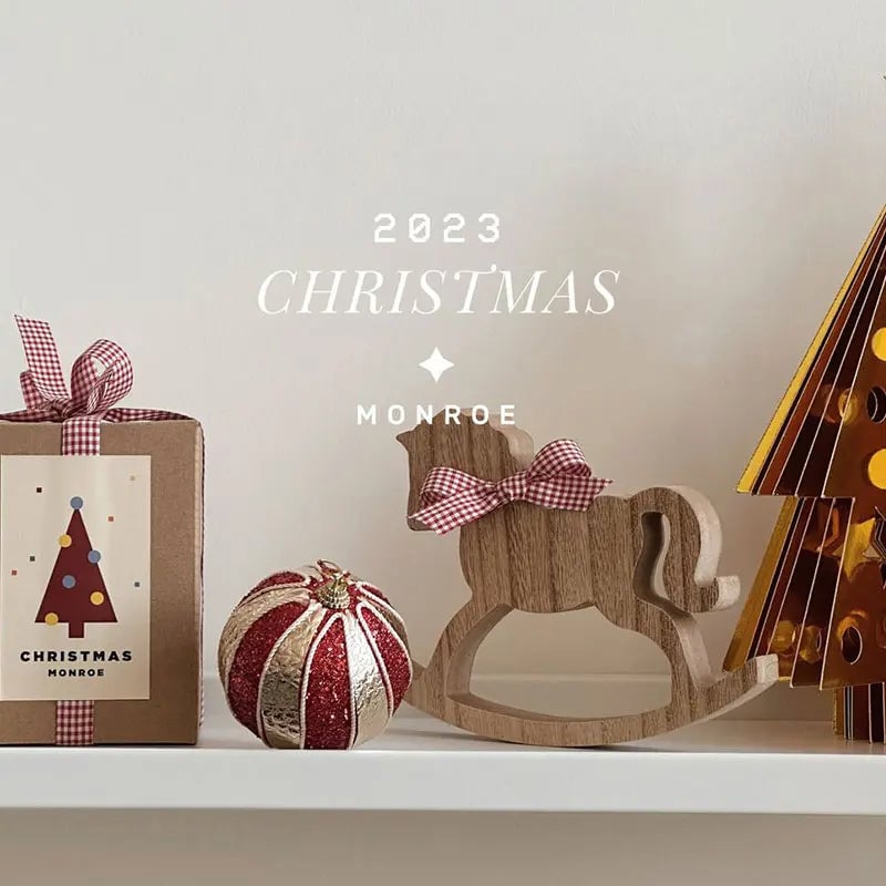 Small Wooden Horse Desktop Holiday Decoration - Festive Ornament
