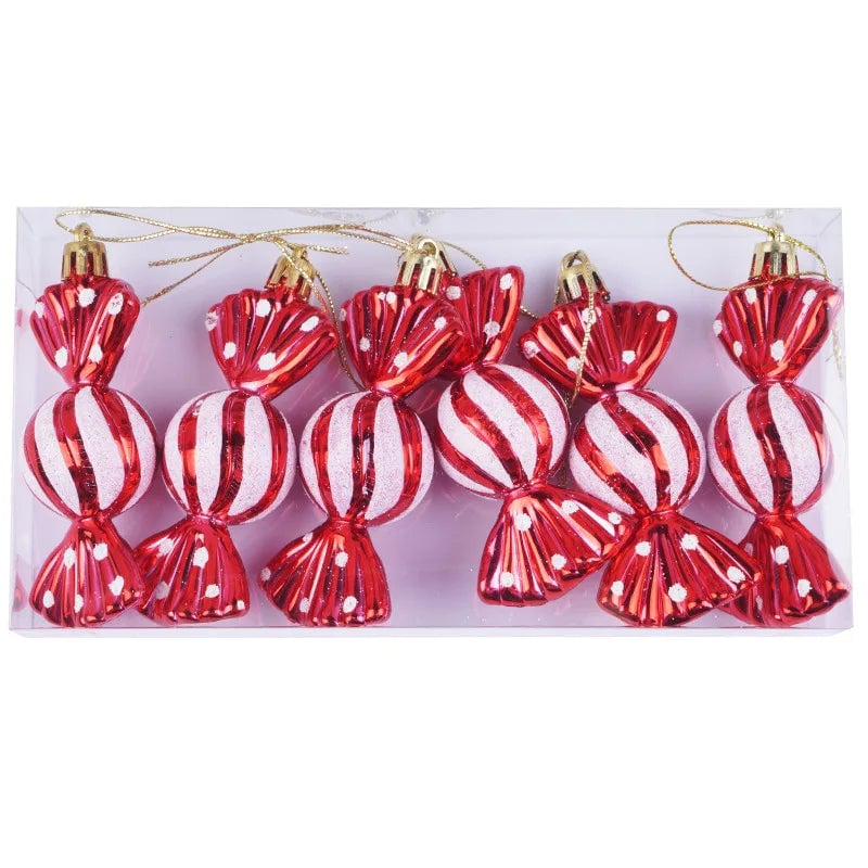 Christmas Tree Decorations Set - Snowmen, Faceless Santa, Houses