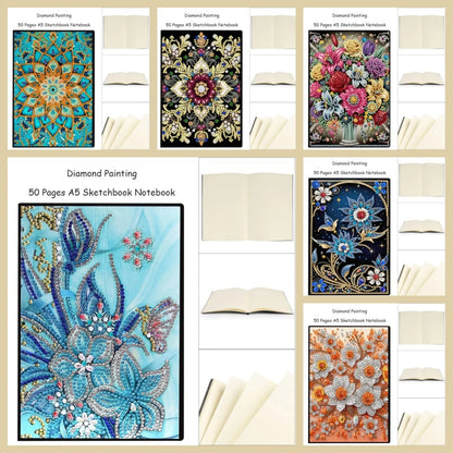 DIY Diamond Painting PU Leather Notebook - Mandala Flower Design Kit