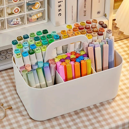 5-Compartment Plastic Storage Basket with Handle - Desk Organizer