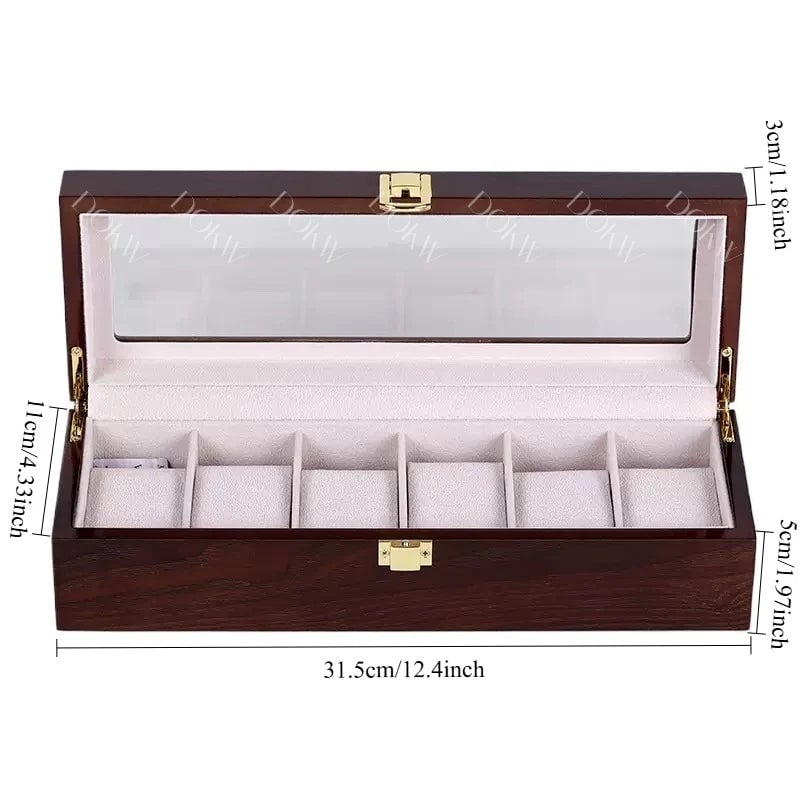 Luxury Wood Watch Storage Box 1-12 Grid Organizer Display Case