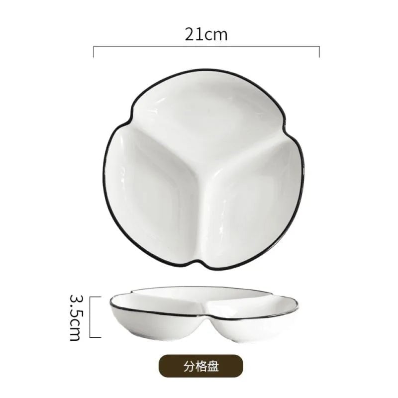 3-Panel Ceramic Divided Plate Cartoon Design Children's Breakfast