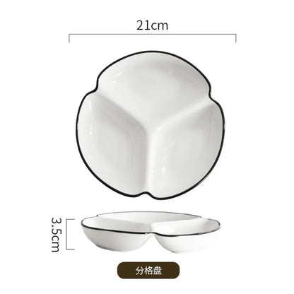 3-Panel Ceramic Divided Plate Cartoon Design Children's Breakfast