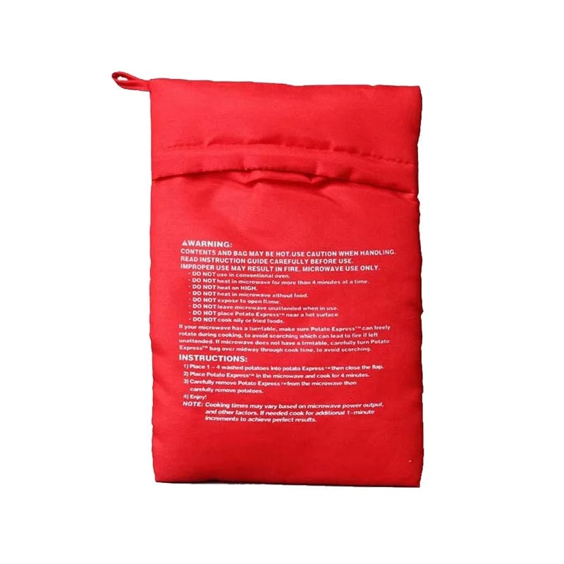 Microwave Potato Cooker Bag - Reusable 4 Minute Express Red Pouch