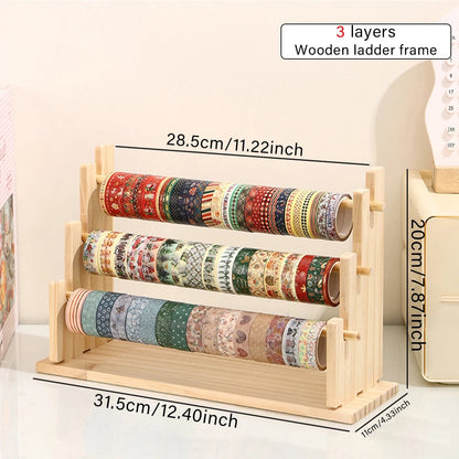Wooden Desktop Organizer Rack for Tape Stickers & Necklaces