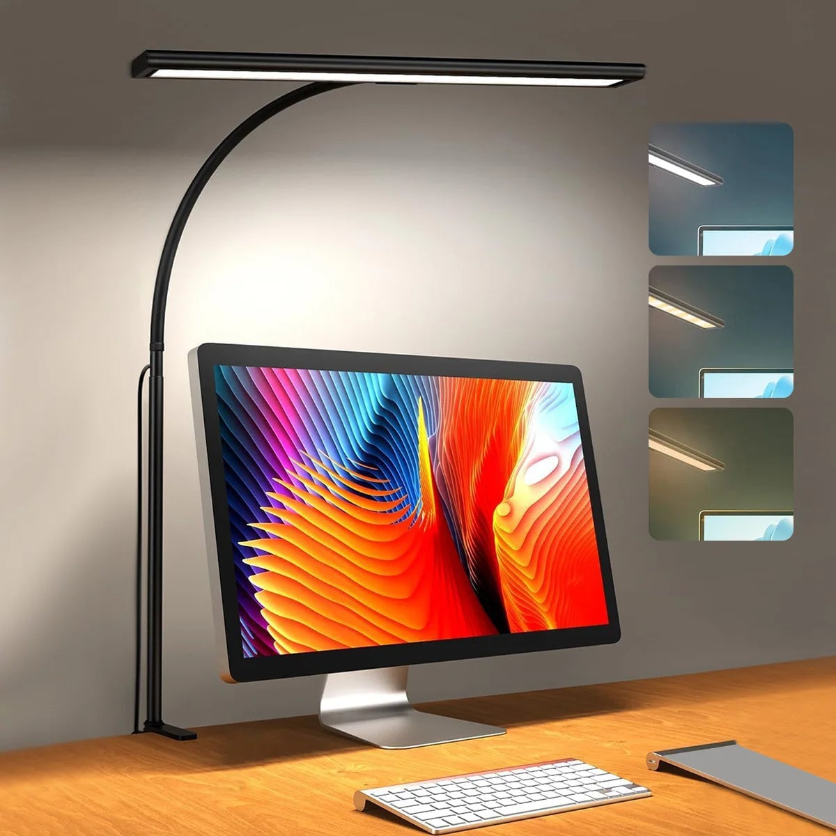 LED Desk Lamp Stepless Dimming Eye-Care Adjustable Gooseneck Light
