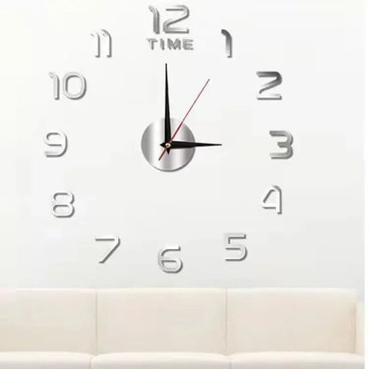 3D Acrylic Mirror Wall Clock Silent Digital Sticker Modern Decor