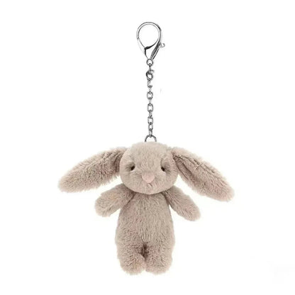 Cute Rabbit Keychain with Pompom - Stuffed Animal Pendant Trinket