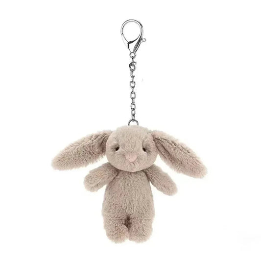 Cute Rabbit Keychain with Pompom - Stuffed Animal Pendant Trinket
