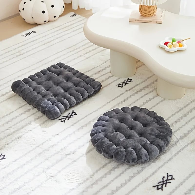 Large Biscuit Plush Cushion - Soft Cookie Shape Pillow Seat Pad