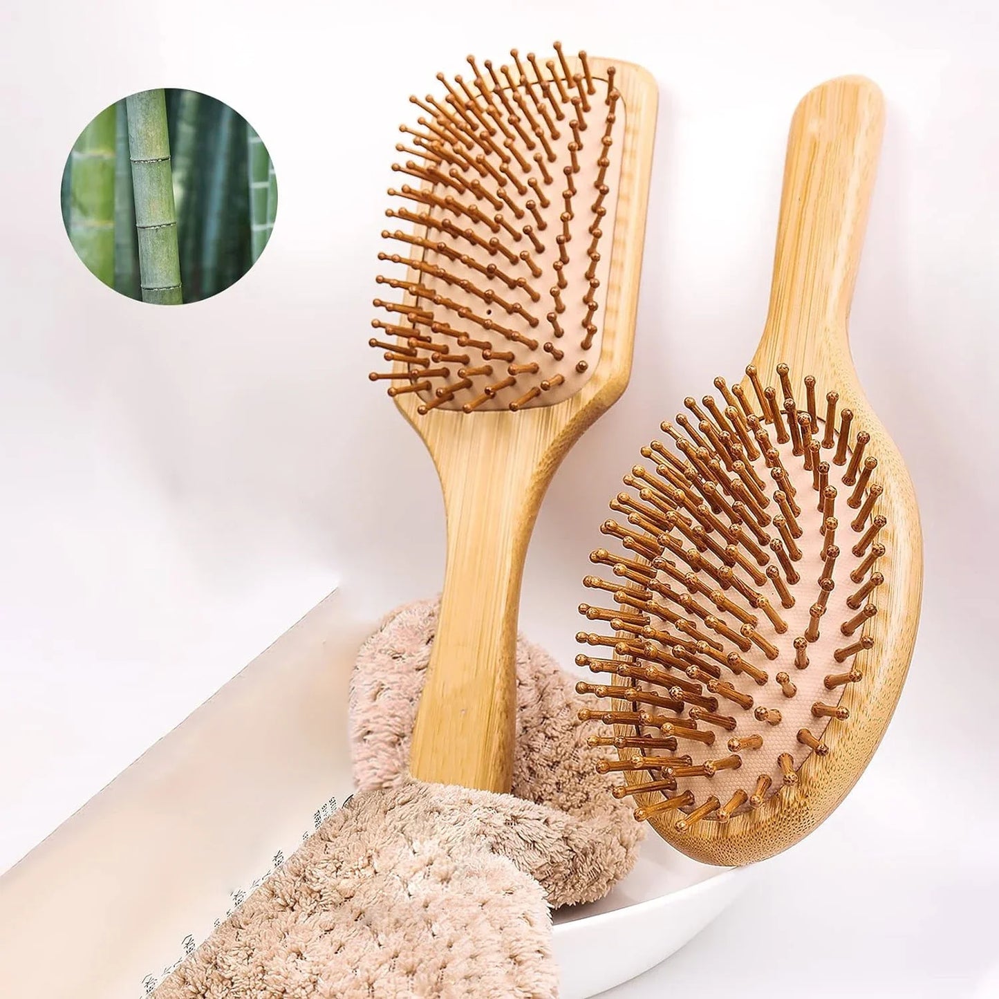 Natural Bamboo Paddle Comb Air Cushion Anti-Static Scalp Massage