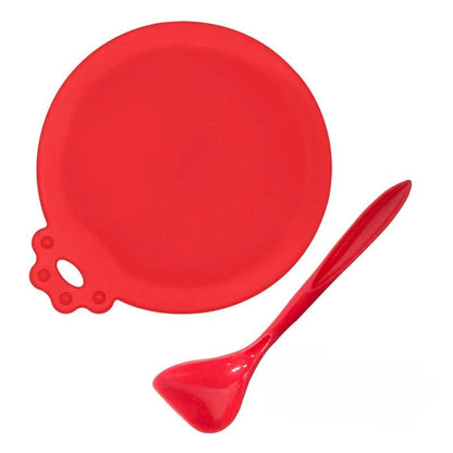 2pcs Reusable Silicone Pet Food Can Covers with Spoon for Dogs Cats