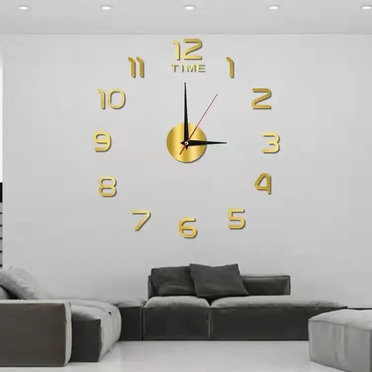 3D Acrylic Mirror Wall Clock Silent Digital Sticker Modern Decor