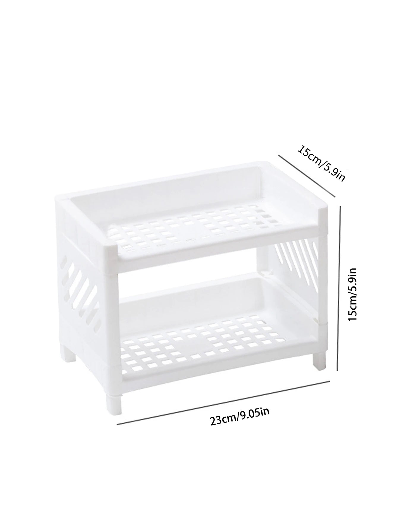 White Double Layer Desk Storage Rack - Office Cosmetics Organizer
