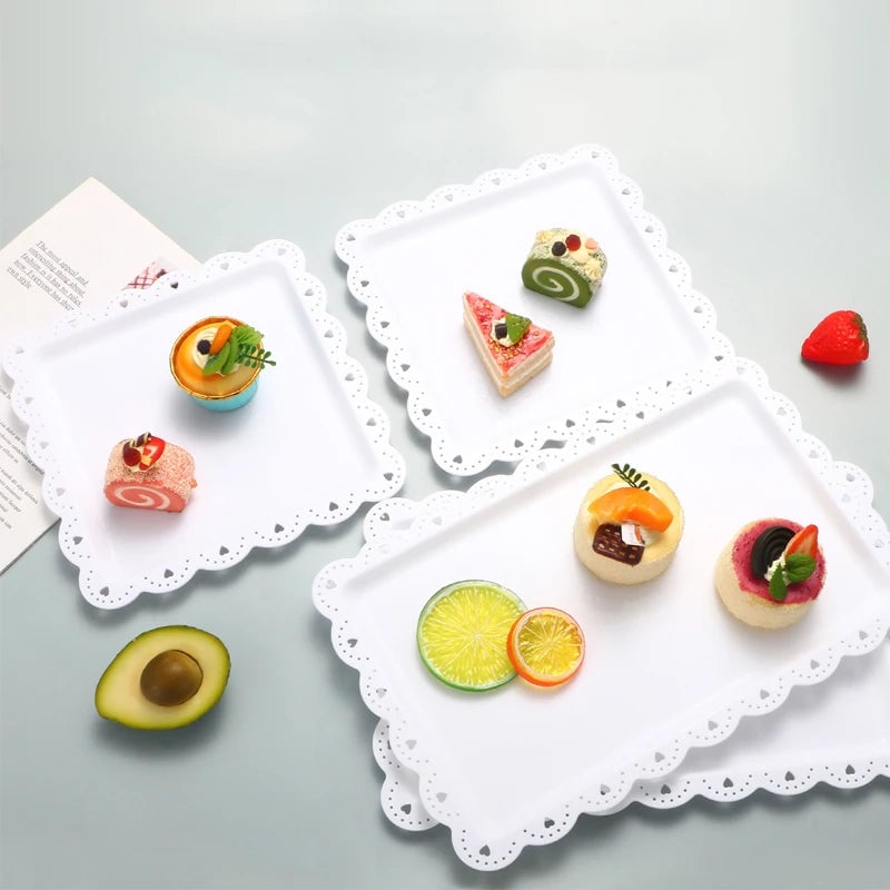 Reusable PP Square Rectangular Dessert Plates Set of 2 - Party