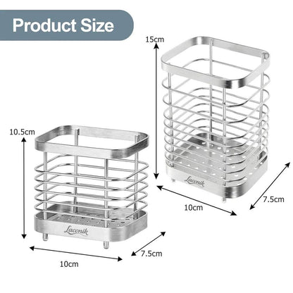 Stainless Steel Kitchen Utensil Holder - Counter Cutlery Organizer