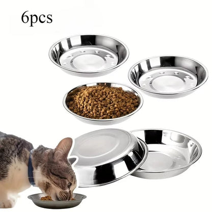 Slip-Resistant Stainless Steel Cat Bowl Set - Low Profile Wide Design