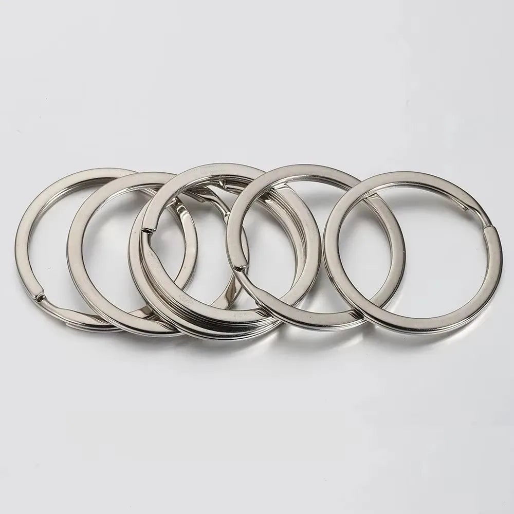20pcs Stainless Steel Split Key Rings 20-35mm Round Flat Line
