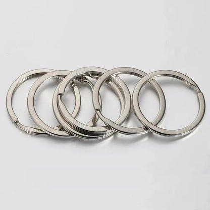 20pcs Stainless Steel Split Key Rings 20-35mm Round Flat Line