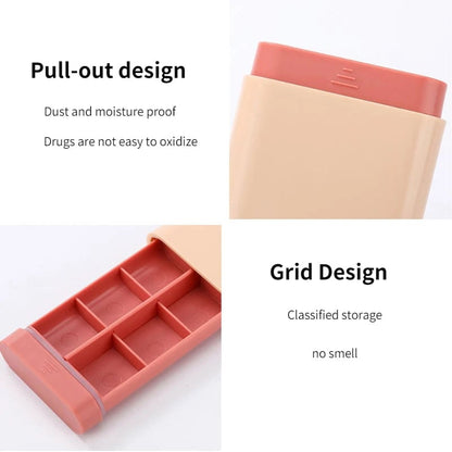 7-Day 6-Grid Portable Pill Organizer - Weekly Medicine Storage Case