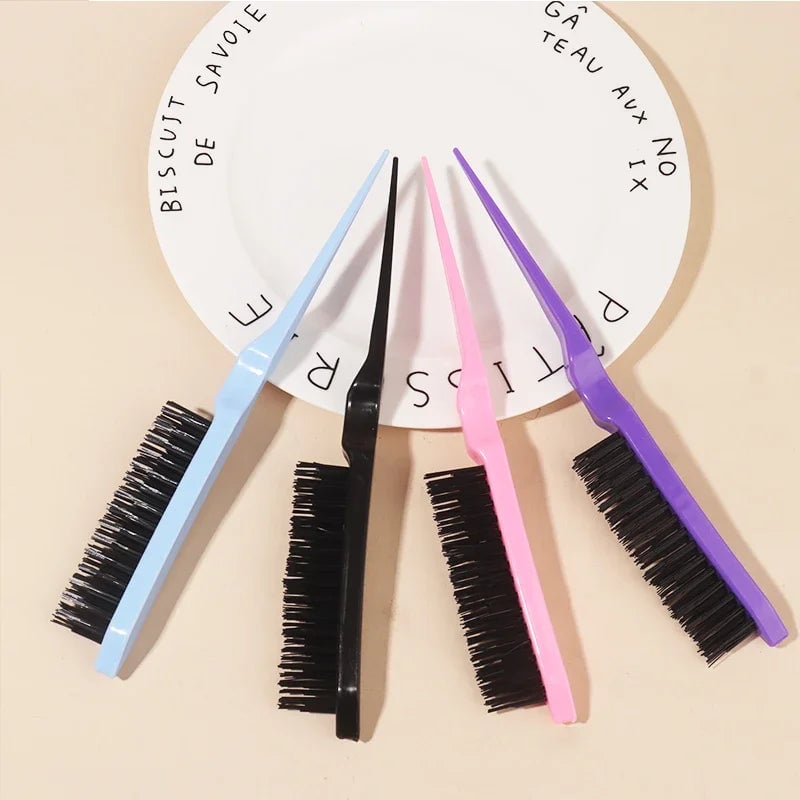 Hair Teasing Brush Rat Tail Comb Back Combing Styling Tool Real Hair