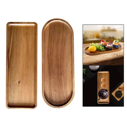 Natural Wood Serving Platter - Breakfast Tray & Dessert Plate