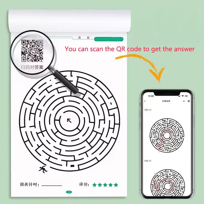 64 Maze Challenge Game Book - Concentration Training Puzzle for Kids