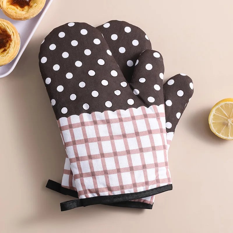 High-Temperature Resistant Linen Oven Gloves - Microwave Safe Mitts