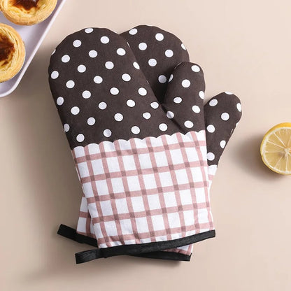 High-Temperature Resistant Linen Oven Gloves - Microwave Safe Mitts