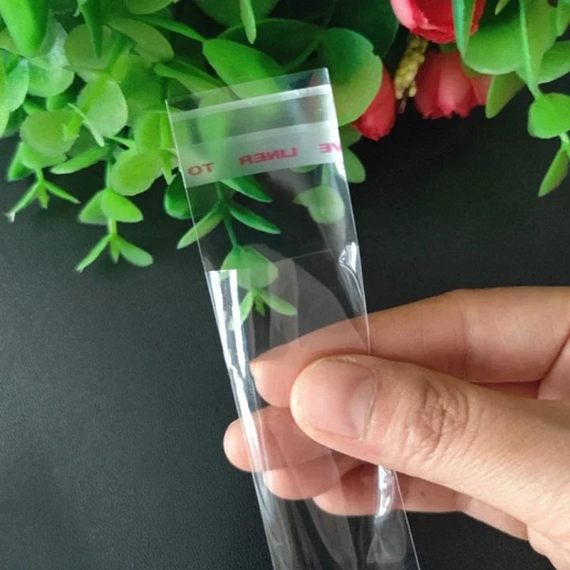 100pcs Long Clear OPP Self Adhesive Bags - Dust Water Proof Packaging