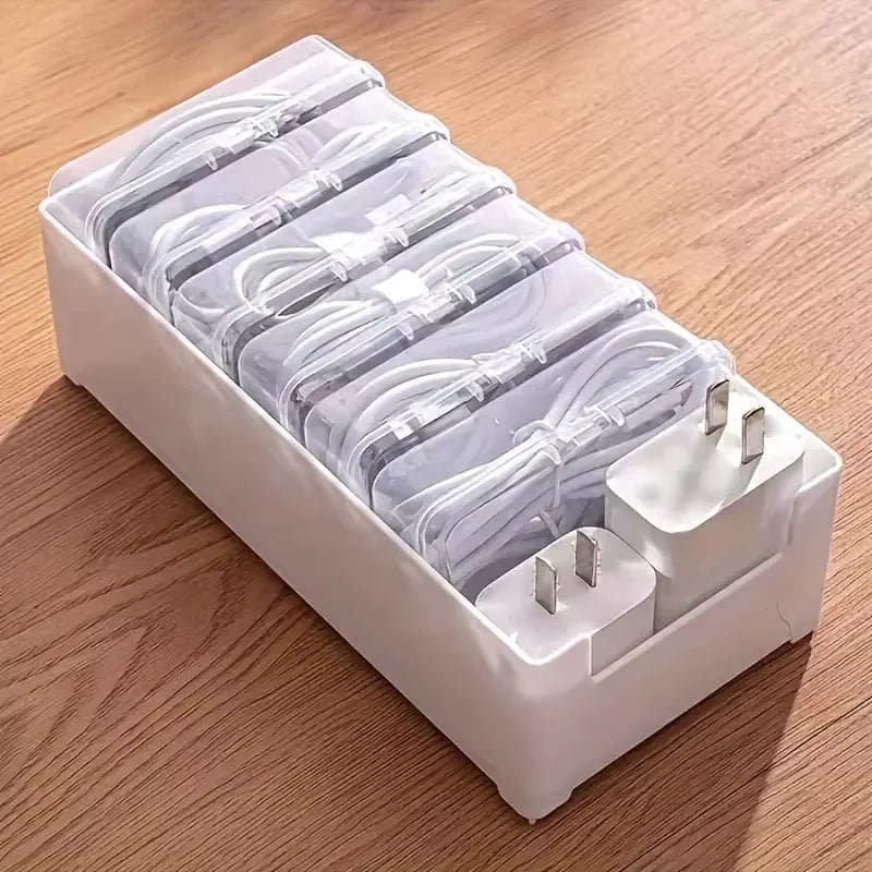 Durable Plastic Cable Organizer Storage Box Set - Office Cord Management