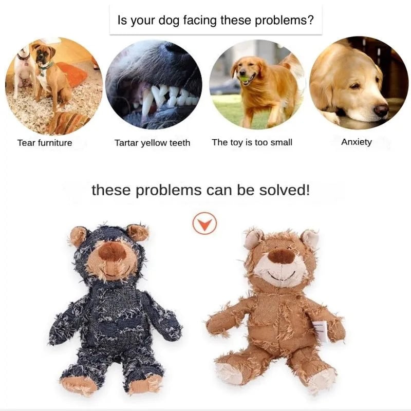 Interactive Plush Teddy Bear Dog Toy with Sound & Teeth Cleaning