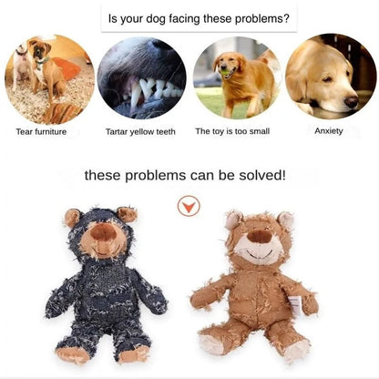 Interactive Plush Teddy Bear Dog Toy with Sound & Teeth Cleaning