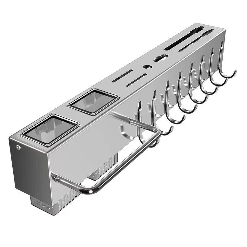 Wall Mount Stainless Steel Kitchen Knife Holder No Drill Storage