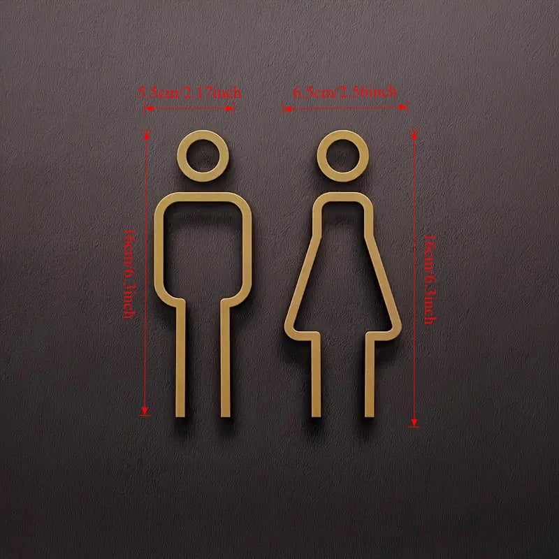 Creative 2D Flat Restroom Door Signs - Funny Bathroom Wall Stickers