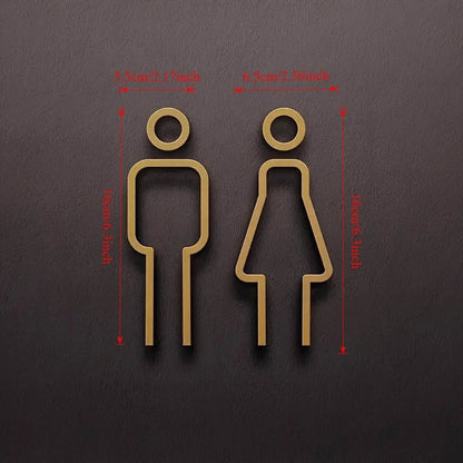 Creative 2D Flat Restroom Door Signs - Funny Bathroom Wall Stickers