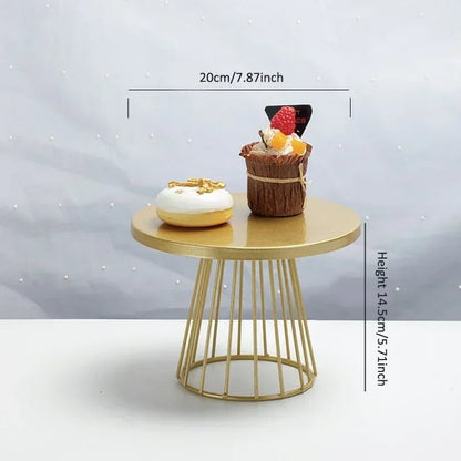 Gold Metal Cake Stand Set 20+25cm - Wedding Dessert Display Plates