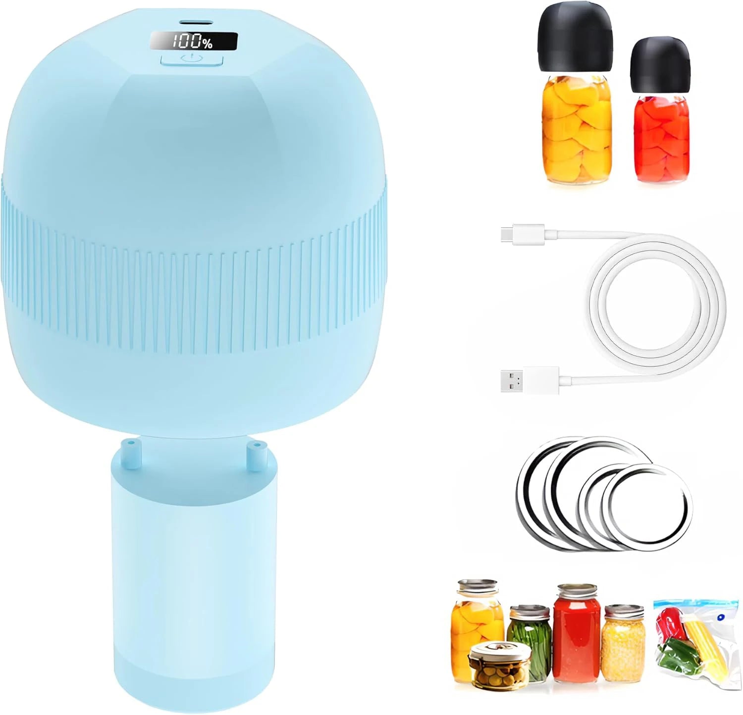 Electric Mason Jar Vacuum Sealer Kit - 5x Longer Food Freshness