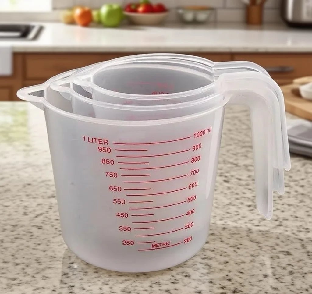3pcs PVC Measuring Cups Set 1000/500/250ml Baking Liquid Beakers