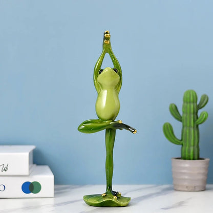 Rustic Resin Yoga Frog Desktop Decoration Bookcase Ornament