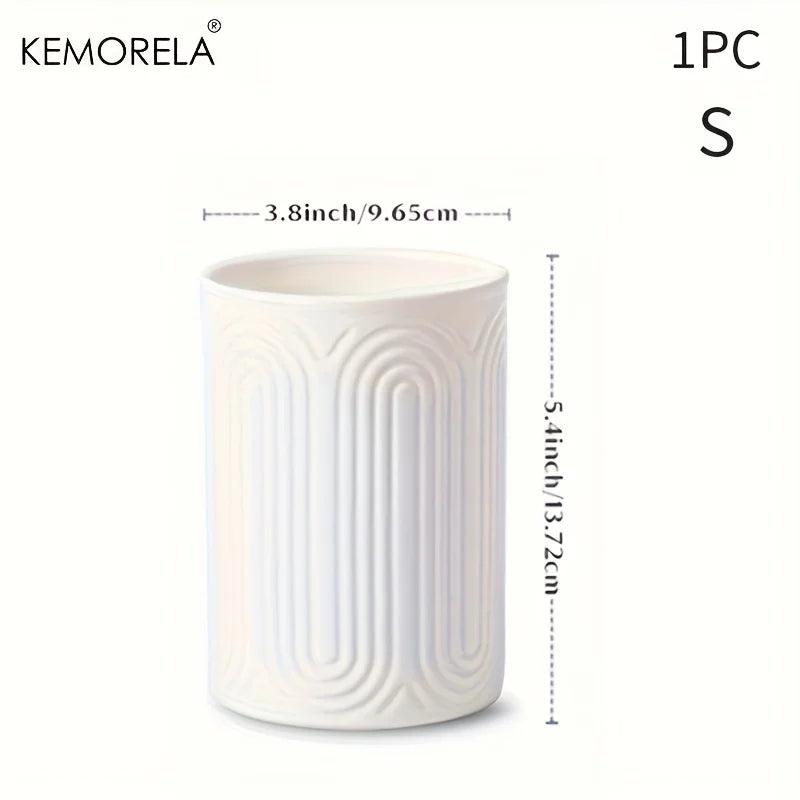 White Ceramic Utensil Holder Countertop Organizer 1/2 Piece Set