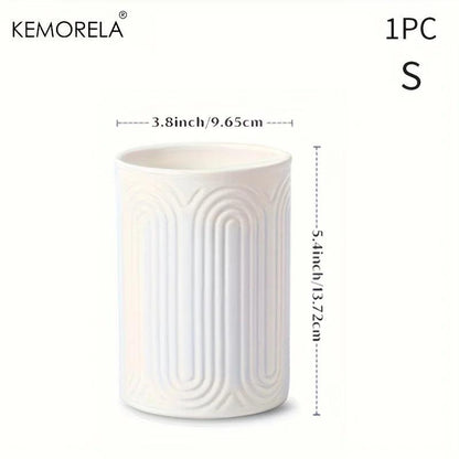 White Ceramic Utensil Holder Countertop Organizer 1/2 Piece Set