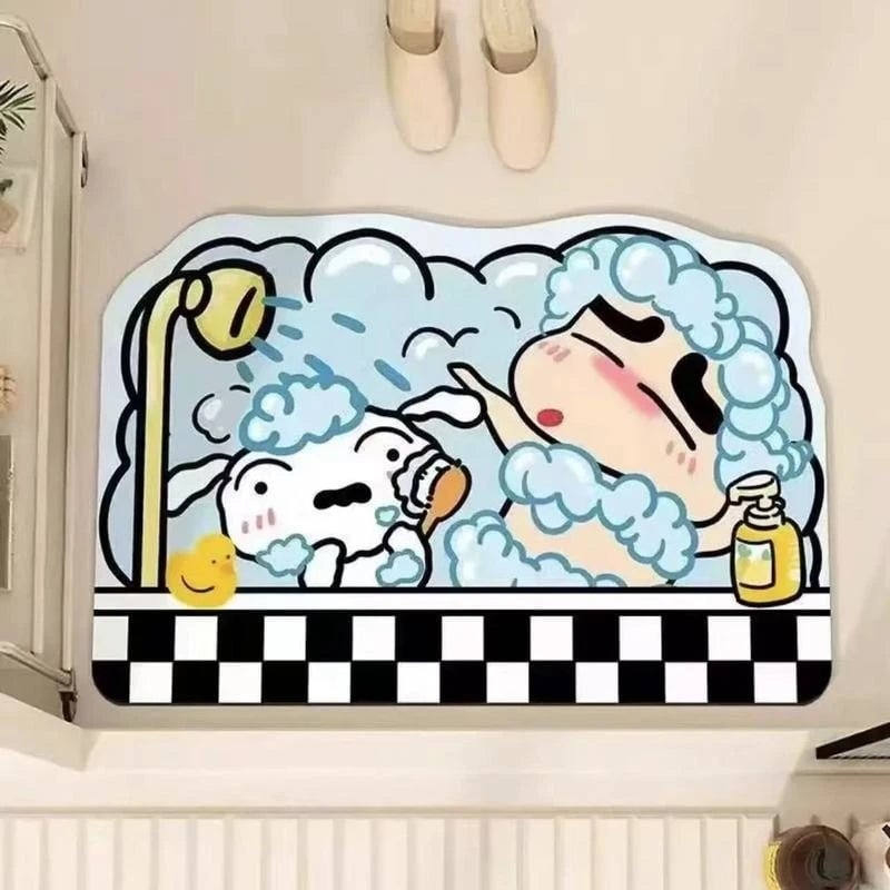 Quick Dry Anime Cartoon Bath Mat - Soft Water Absorption Shower Mat