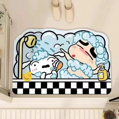Quick Dry Anime Cartoon Bath Mat - Soft Water Absorption Shower Mat