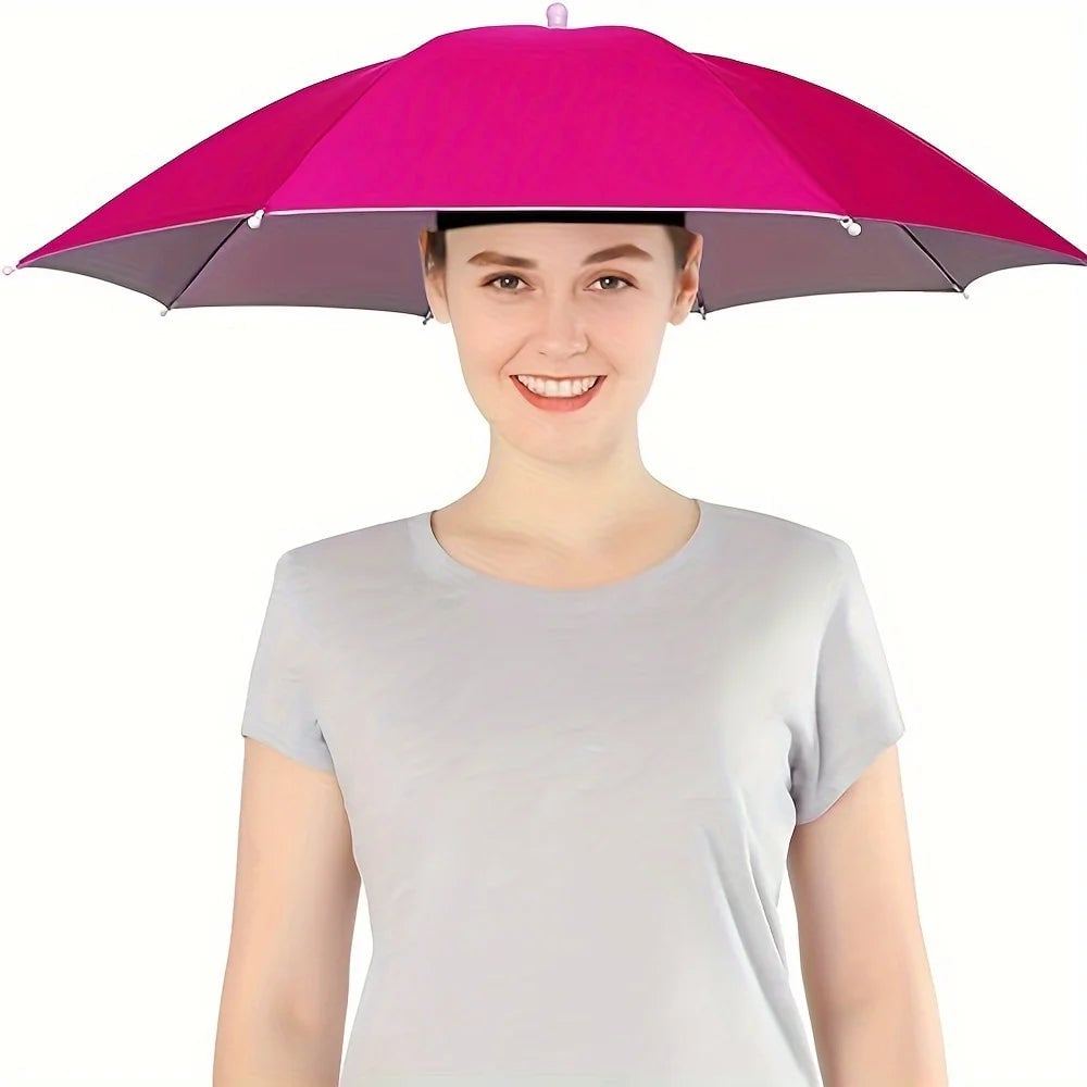 Head Mounted Umbrella Hat Hands-Free Rain Sun Protection Fishing