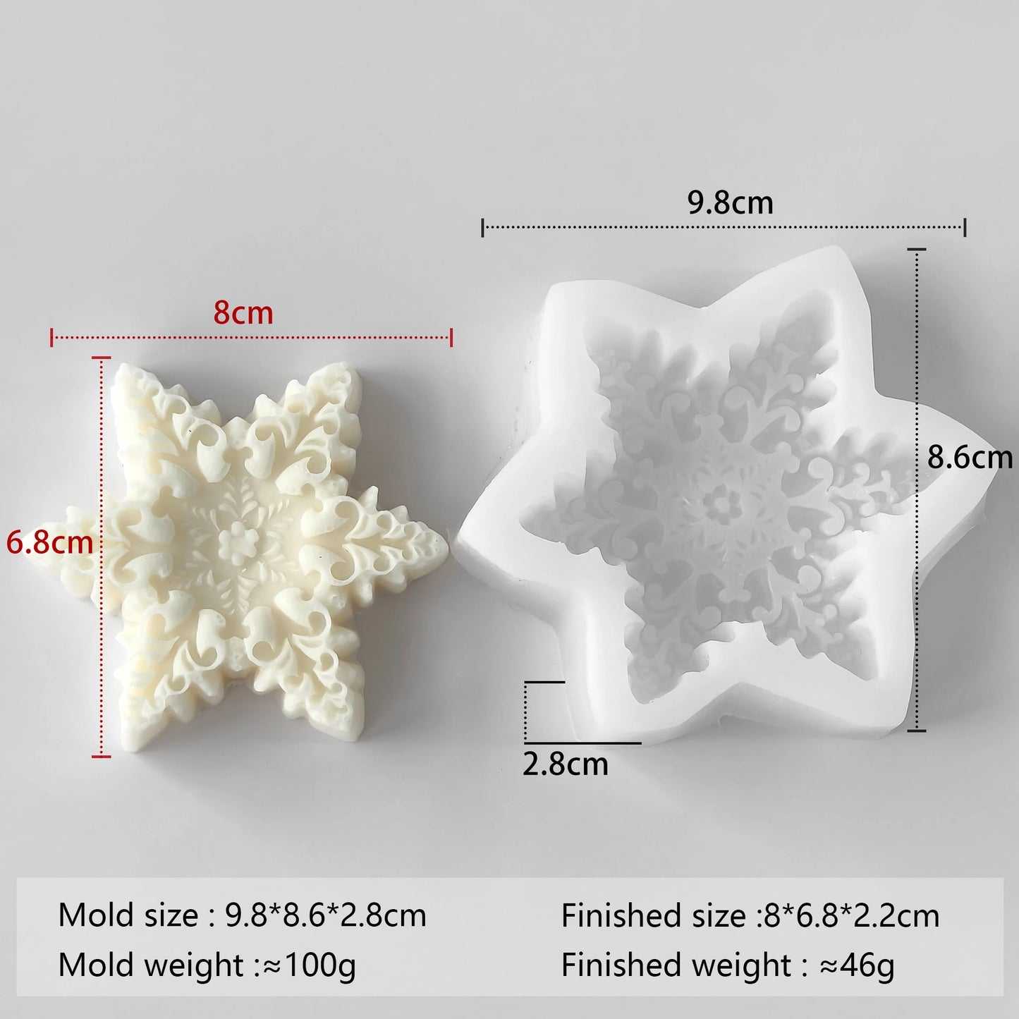 Snowflake Candle Silicone Mold - Christmas Soap Wax DIY Craft