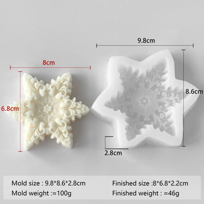 Snowflake Candle Silicone Mold - Christmas Soap Wax DIY Craft