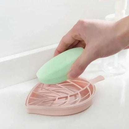 Green Leaf Soap Dish Tray - Plastic Soap Saver Holder for Bathroom